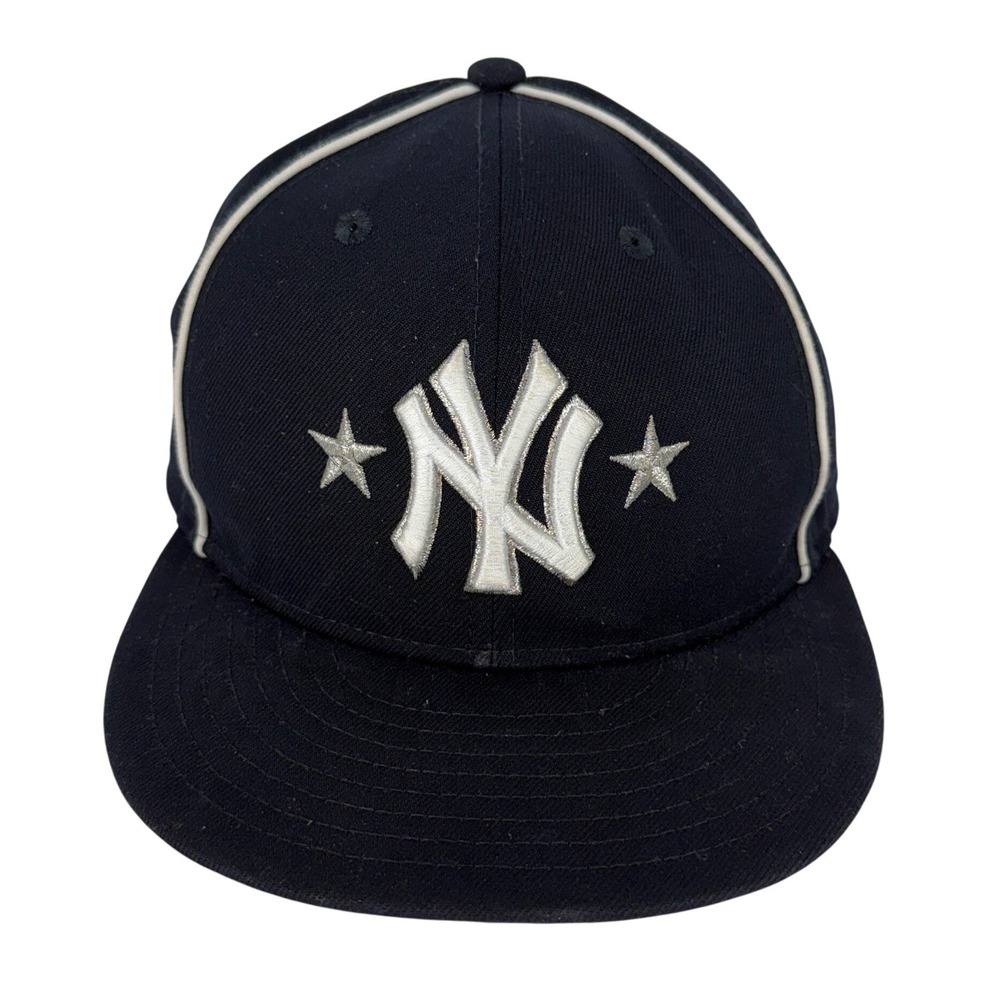 New Era New York Yankees 59FIFTY Fitted Hat Navy‎ White Stars Piping Size 7 3/8